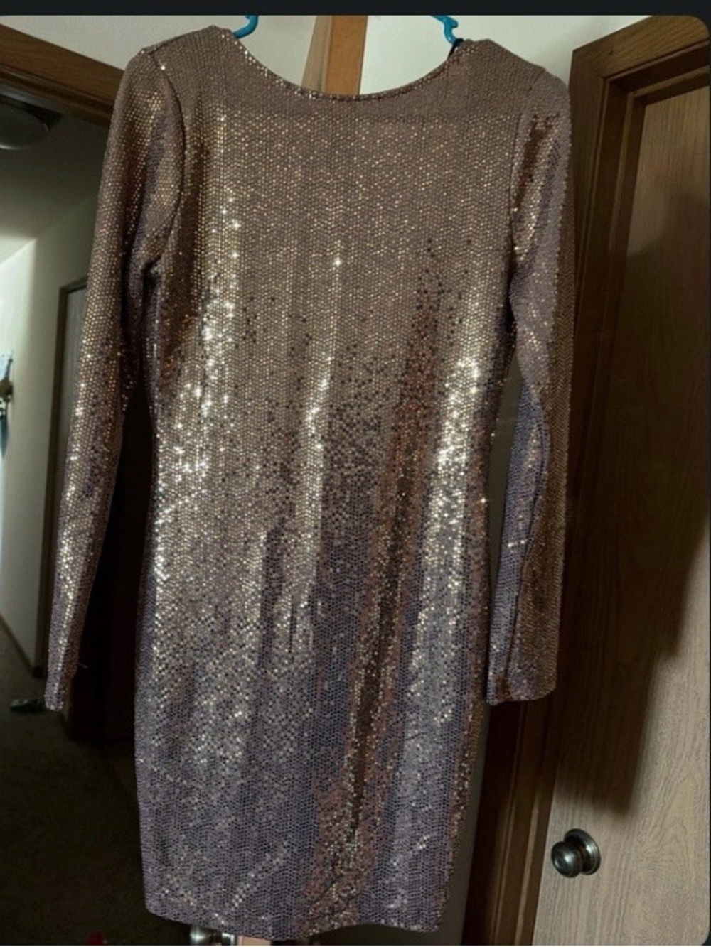 Windsor Rose Gold Sequin Long Sleeve Dress